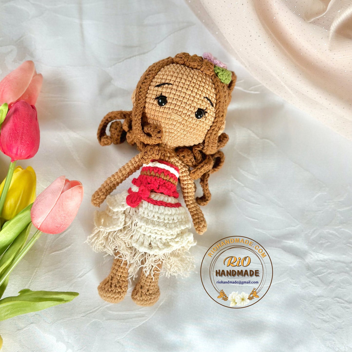 Handmade  small animator princess doll crochet, amigurumi doll, cute, toy for kid, adult hobby