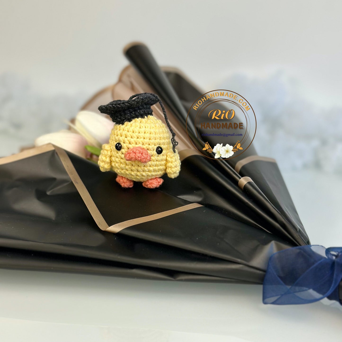 Handmade Duck With Graduation Cap, Crochet Duck, Cute Gift, Car Charm, Home Decor, Graduation Gift, Backpack Keychain