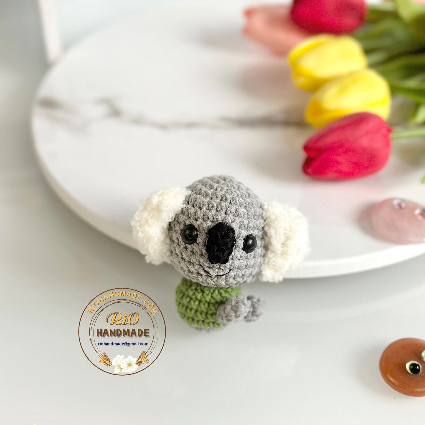 Handmade Koala Crochet Keychain, Cute Koala Keychain, Amigurumi Koala, Koala Car Mirror Hanging Rearview Charm, Cute Gift