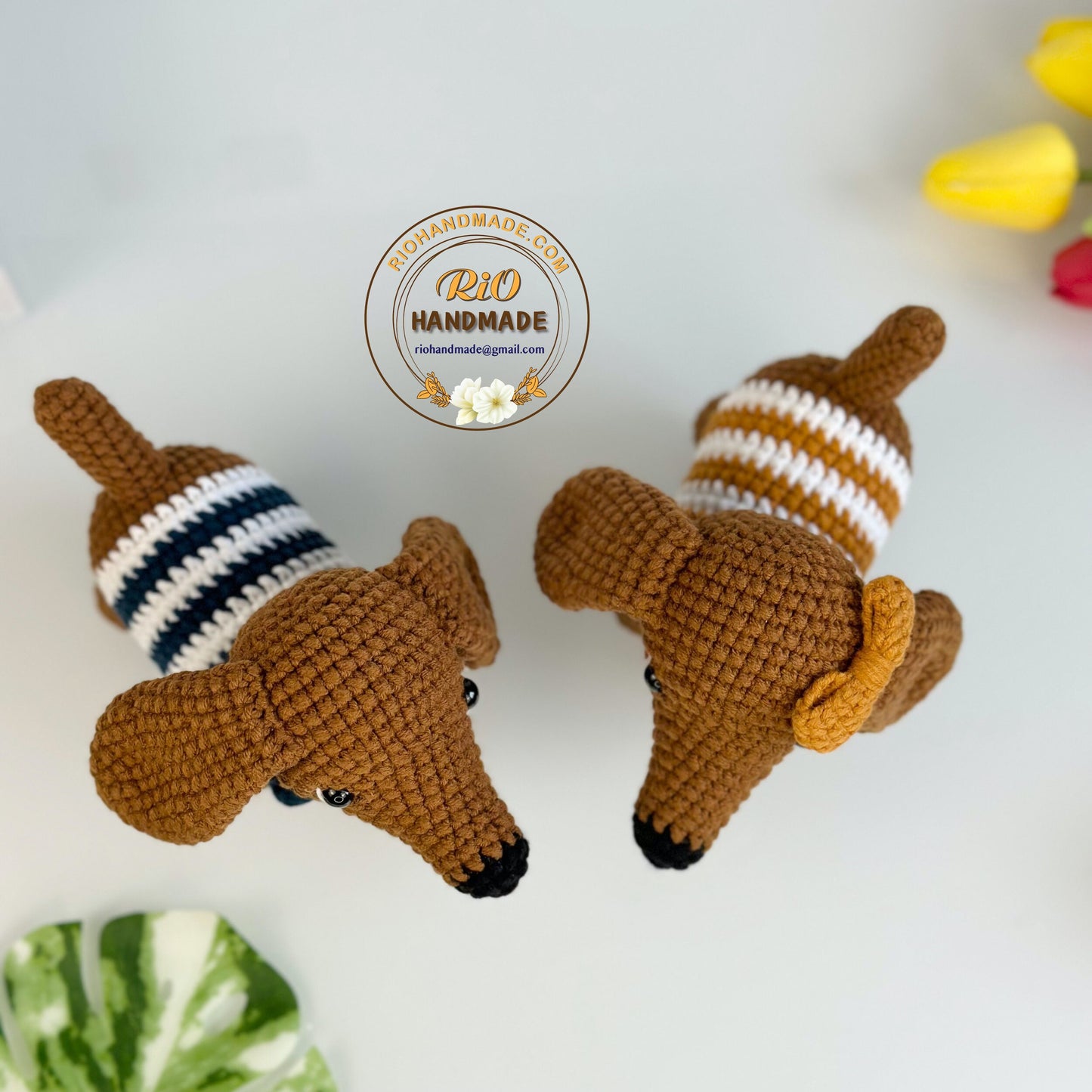 Handmade Dachshund Dog crochet, amigurumi Dachshund plush,home decor, toy for kid, perfect idea for gifts, present, craft doll